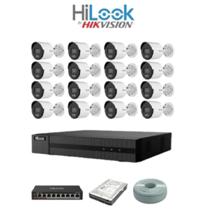 HiLook by Hikvision 16ch ColorVu IP Kit - 16ch NVR - 16 x 4MP IP ColorVu bullet cameras 30m Night vision, 4TB HDD, 305m Cable